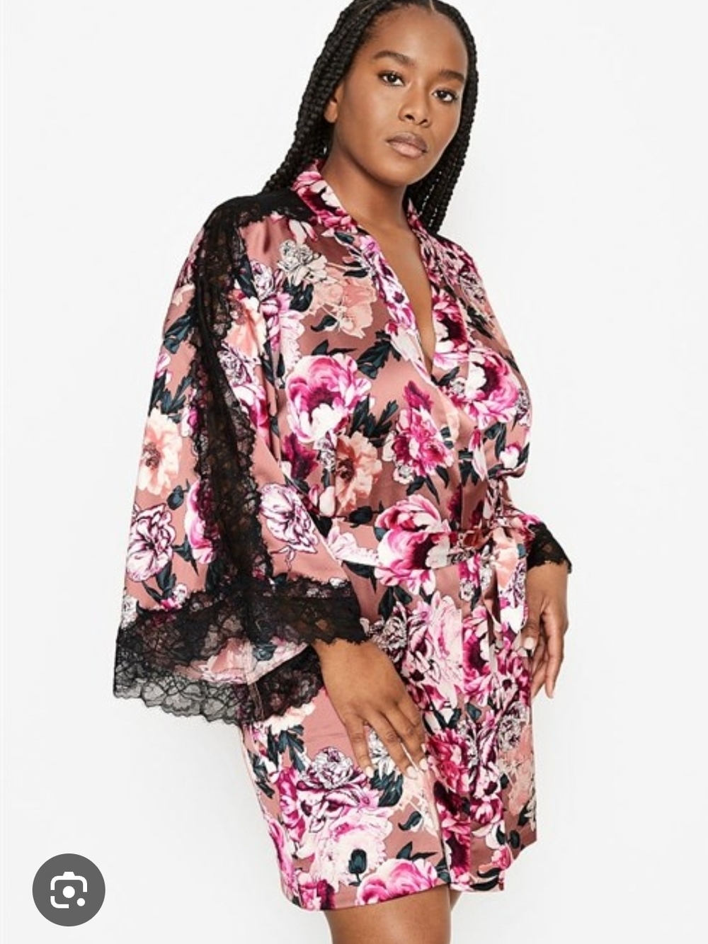 VICTORIA'S SECRET Satin Flounce KIMONO Robe M/L